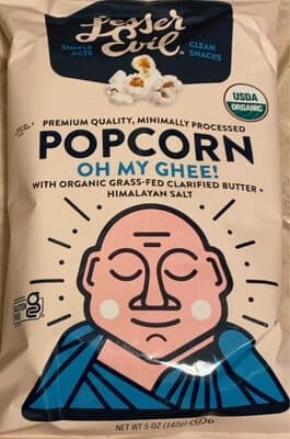 Oh My Ghee! Organic Popcorn with Organic Grass-Fed Clarified Butter + Himalayan Salt